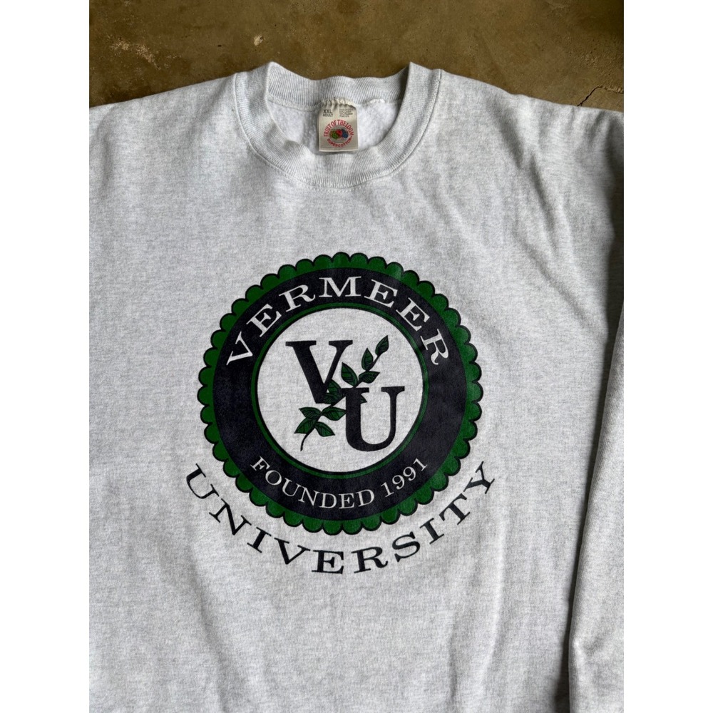 Fruit Of The Loom Sweatshirt Vermeer University Xxl Gray Vintage 90s Made In Usa View 2